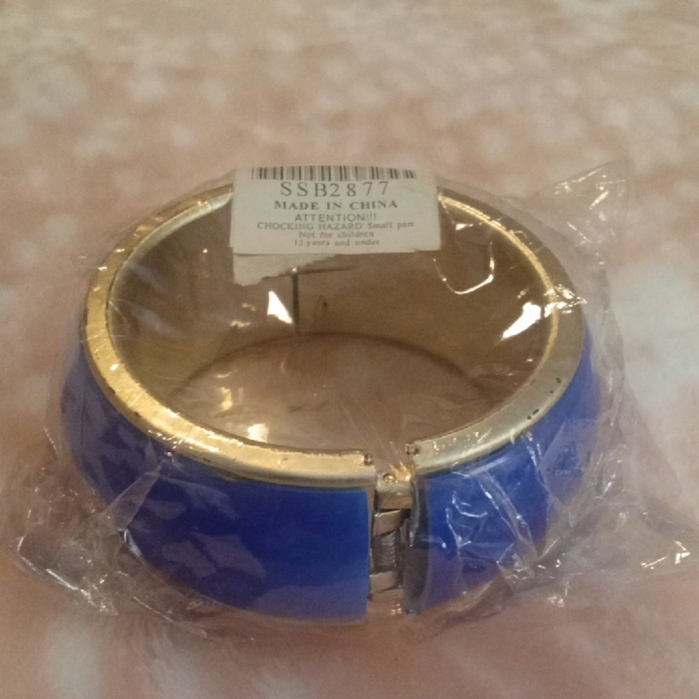 Blue and Gold Bangle Bracelet
